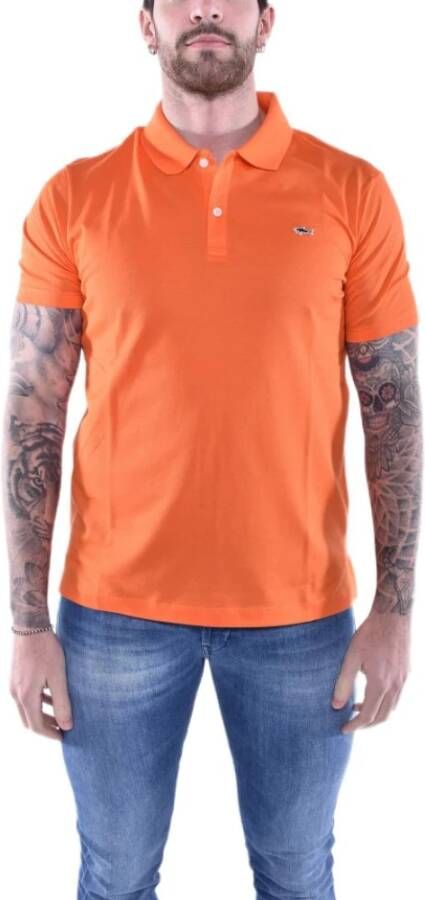 PAUL & SHARK Organische Grijze Marmeren Polo Shirt Oranje Heren