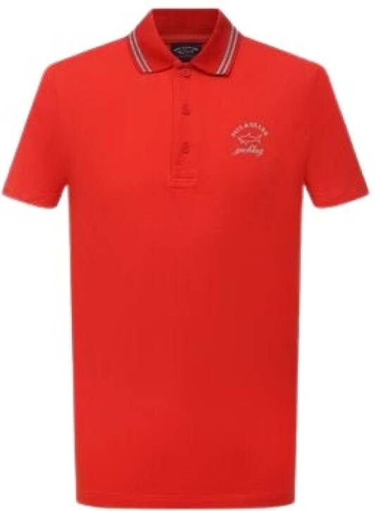 PAUL & SHARK Heren Polo Logo in Contrast Red Heren