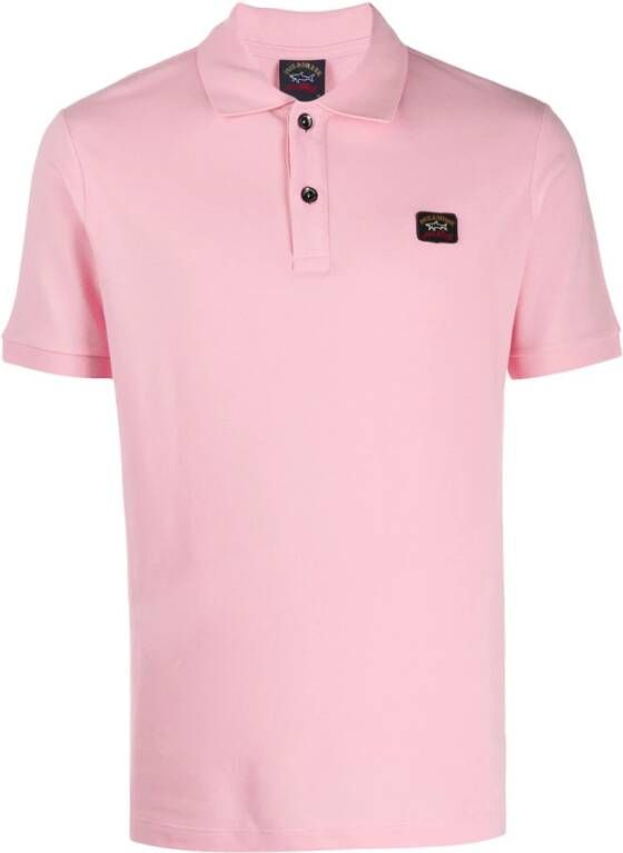 PAUL & SHARK Stijlvolle Heren Polo Shirt met Roze Logo Detail Roze Heren