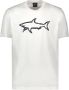 PAUL & SHARK Heren T-shirt van katoen met bedrukte haai 12311633 in wit White Heren - Thumbnail 1