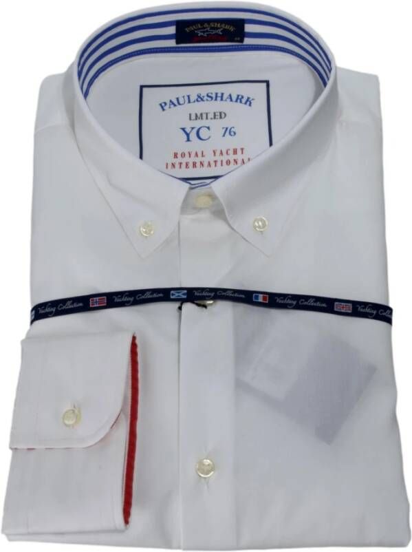 PAUL & SHARK Camicia Overhemd Botton Down Slim Fit P16P1308Sf Col. 010 White Heren