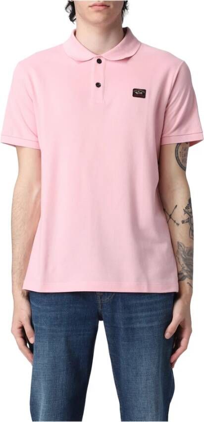 PAUL & SHARK Stijlvolle Heren Polo Shirt met Roze Logo Detail Roze Heren