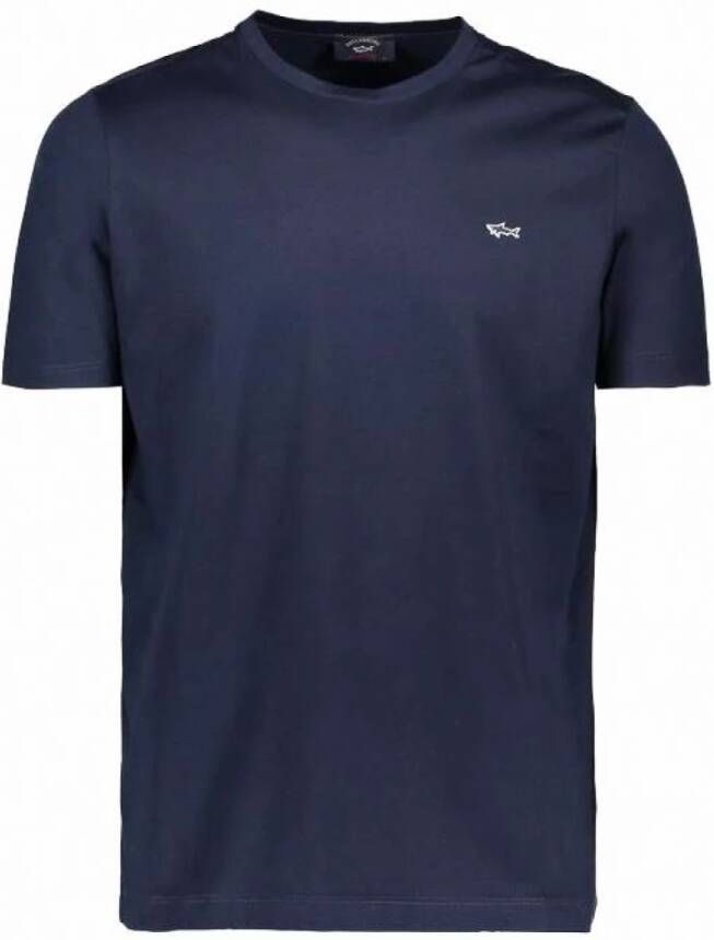 PAUL & SHARK Blauw Logo Detail Organisch Katoenen T-Shirt Blauw Heren