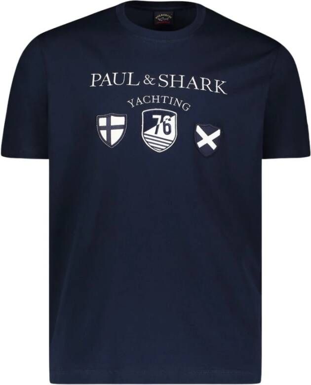 PAUL & SHARK Nautisch geborduurd heren T-shirt Blue Heren