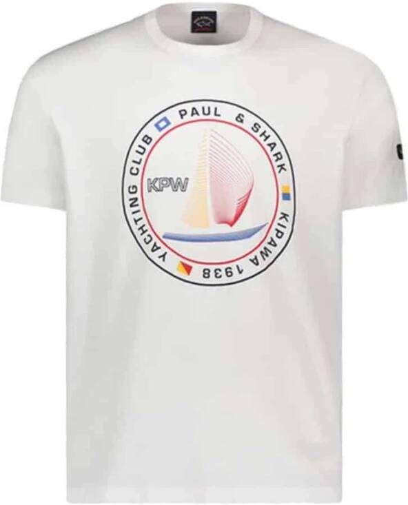 PAUL & SHARK T-Shirt Model: 23411069 010 Fit: Normaal Materiaal: 100% Katoen Wit Heren