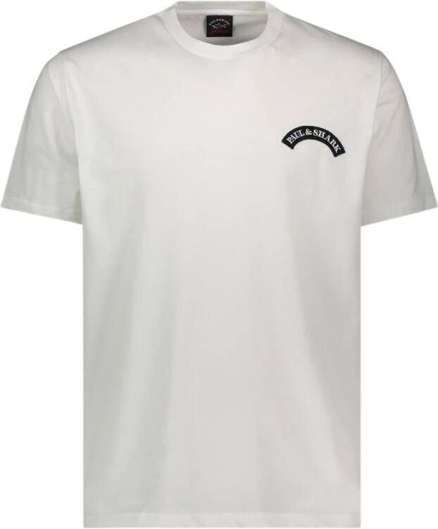 PAUL & SHARK Biologisch katoenen T-shirt met Mega Shark Print White Heren
