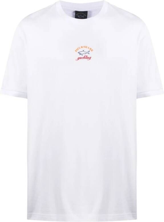 PAUL & SHARK Colore Bianco Cop1096 Organisch Katoenen T-Shirt met Logo White