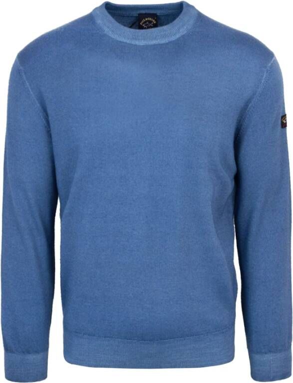 PAUL & SHARK Tijdloze Heren Crewneck Sweater in Helder Blauw Heren
