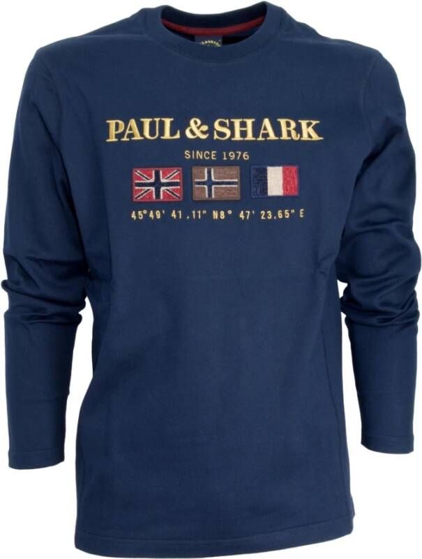 PAUL & SHARK Trainingsshirt Marineblauw Regular Fit Blauw Heren