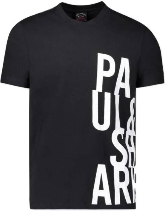 PAUL & SHARK Zwart T-shirt met witte print Zwart Heren