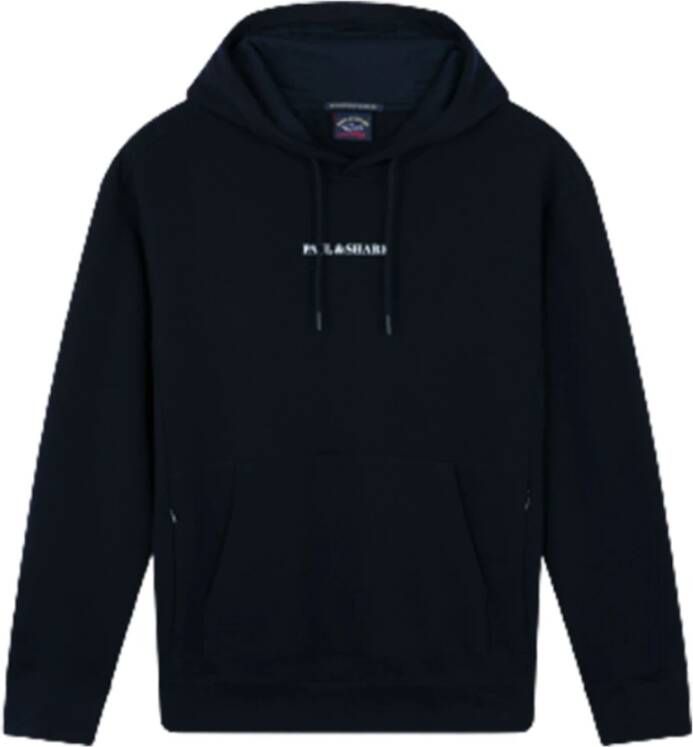 PAUL & SHARK Zwarte hoodie met reflecterende logo print Zwart Heren