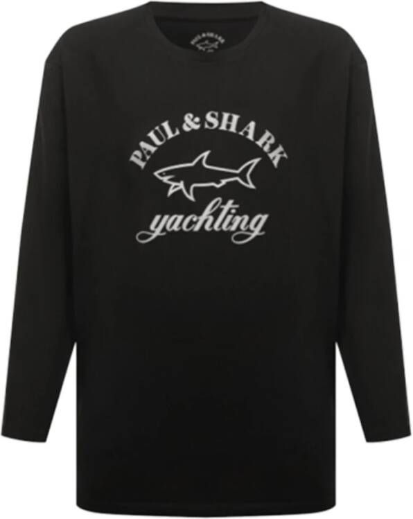 PAUL & SHARK Zwarte trui met logo print Zwart Heren