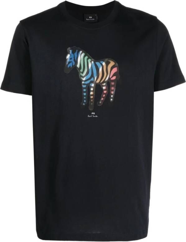 Paul Smith Blauw Zebra-Motief T-shirt voor Heren Blauw Heren