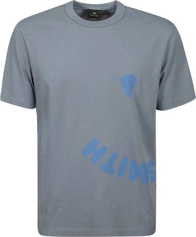 Paul Smith Blij Print Katoenen T-Shirt voor Heren Blauw Heren
