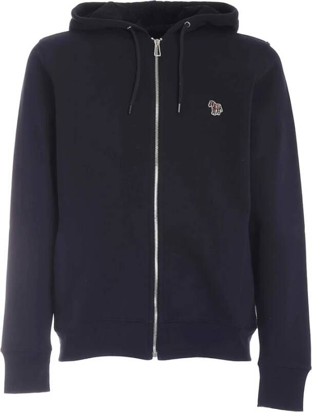 Paul Smith Zebra Logo Zip-Front Hoodie Blue Heren