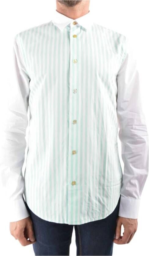Paul Smith Formeel Katoenen Shirt met Groene Bayader Strepen White Heren