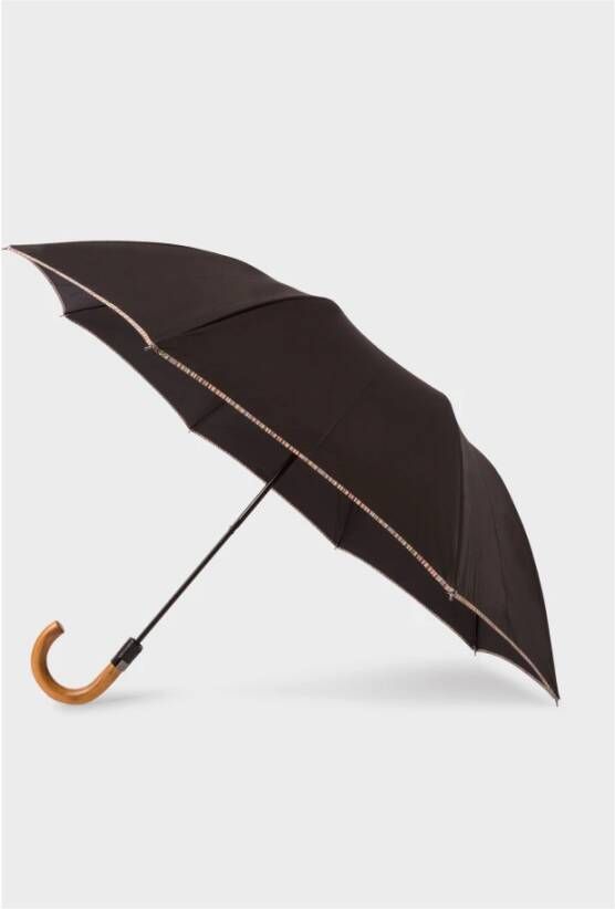 Paul Smith Gestreepte Handvat Paraplu Black Heren
