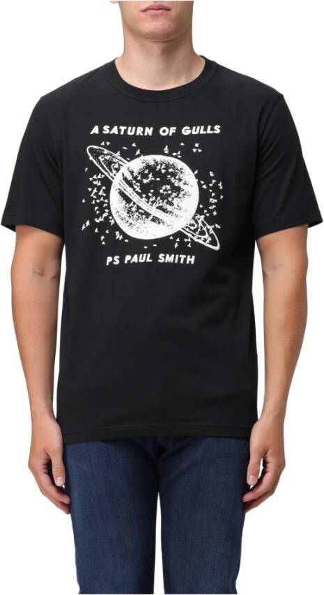 Paul Smith Heren Regular Fit Saturn T-Shirt Zwart Heren
