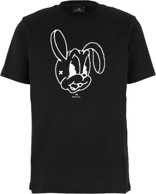 Paul Smith Konijn Ontwerp T-Shirt voor Mannen Zwart Heren