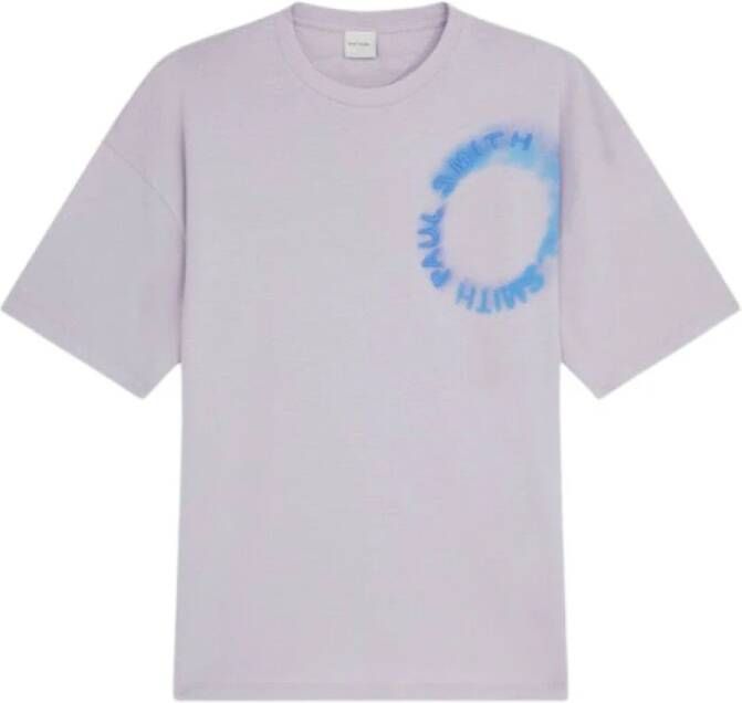 Paul Smith Lichtblauw Crew Neck T-Shirt met Solar Flare Logo Grijs Heren