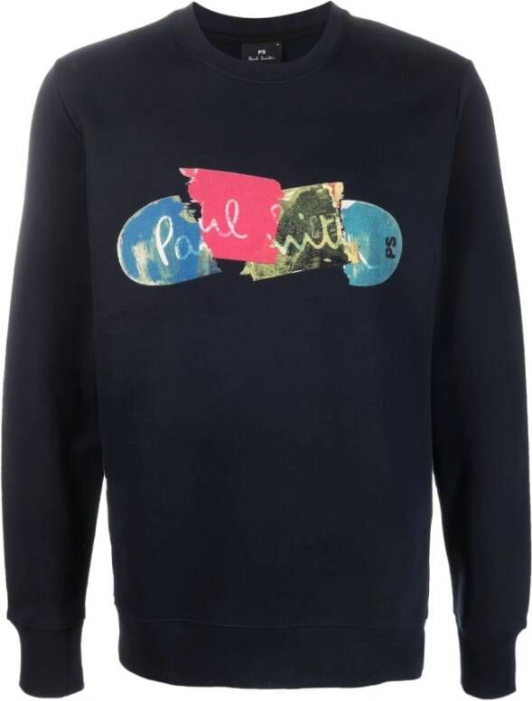 Paul Smith Logo-Print Crew Neck Sweater Zwart Heren