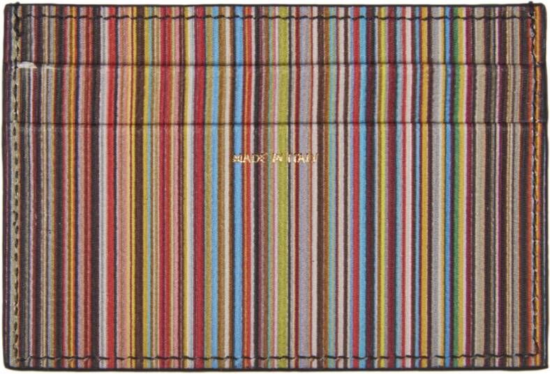 Paul Smith Multicolor Gestreepte Leren Kaarthouder Zwart Heren