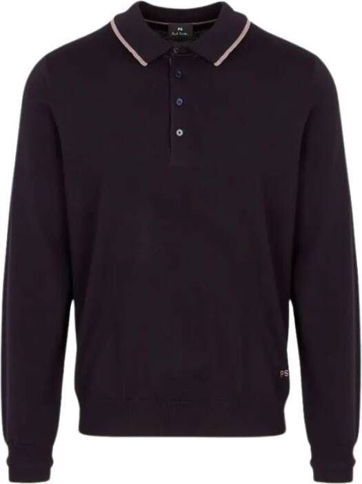 PS By Paul Smith Zwarte wollen poloshirt Brown Heren