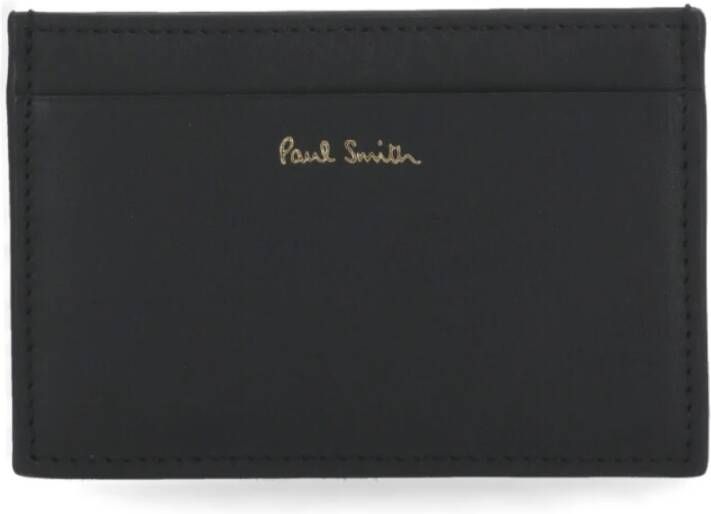 PS By Paul Smith Leren kaarthouder met handtekeningstreep print Black Heren