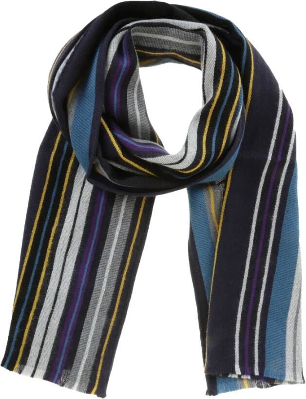 Paul Smith Multicolor Wol Sjaal met Franjes Black Heren