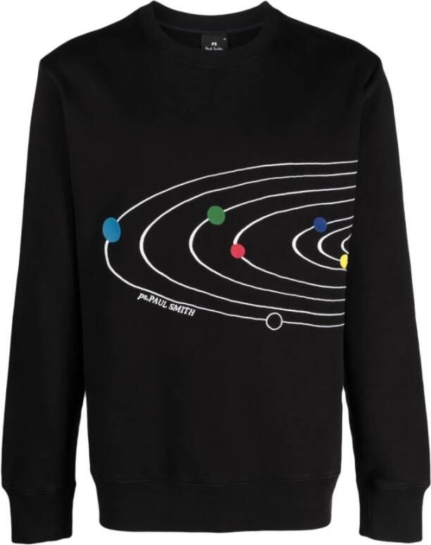 Paul Smith Zwarte sweatshirt met zonnestelsel print Black Heren