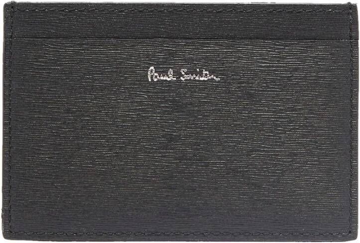 Paul Smith Zwarte Creditcardhouder van Stro-Grain Leer Black Heren