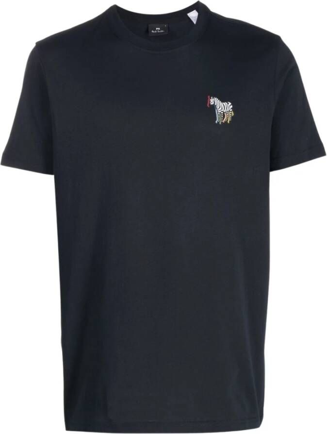 Paul Smith Slim Fit Zebra Print T-Shirt Blauw Heren