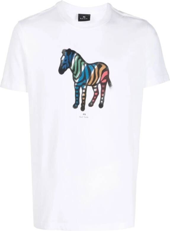 Paul Smith Zebra Print Slim Fit T-Shirt White Heren