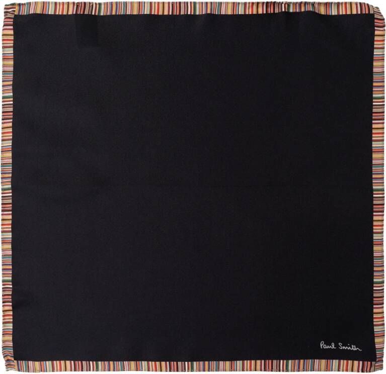 Paul Smith Zijden Zakdoek met Logo Print Black Heren