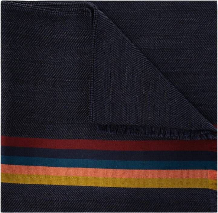 Paul Smith Multicolor Gestreepte Wollen Sjaal Blauw Unisex