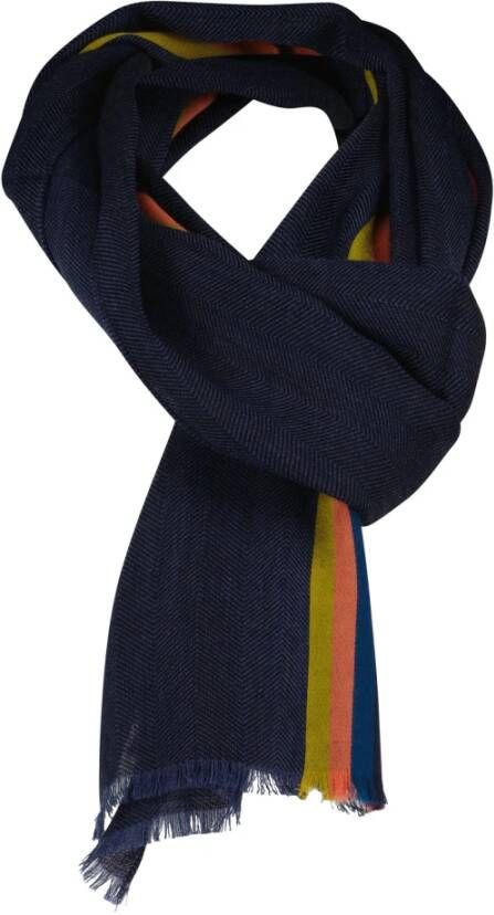 Paul Smith Multicolor Gestreepte Wollen Sjaal Blauw Unisex