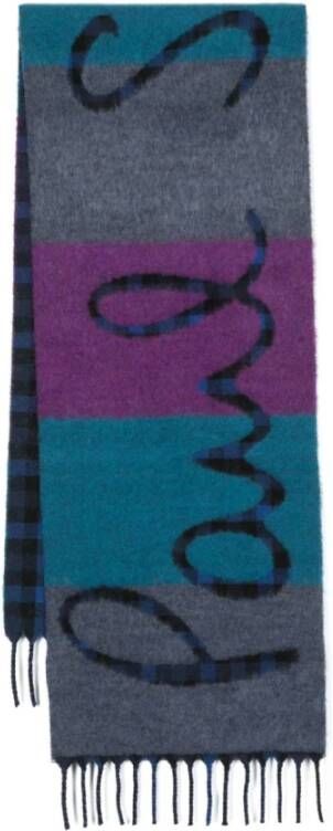 Paul Smith Blauwe Logo Sjaal 190cm x 35cm Blauw Dames