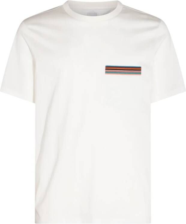 Paul Smith Wit Katoenen T-Shirt met Kunstenaar Streep Patroon White Heren