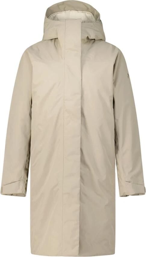 Peak Performance Lange Parka met Verborgen Sluiting en Capuchon Beige Dames