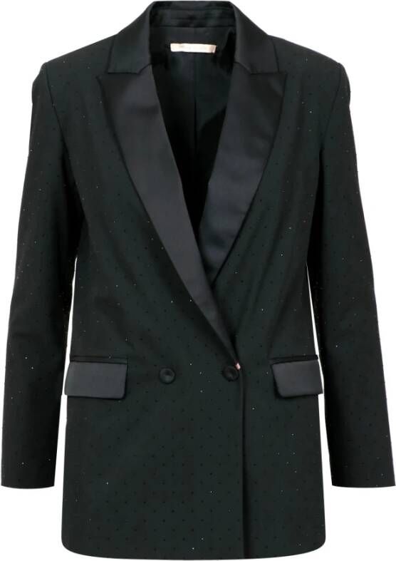 Pennyblack Studded Satijnen Dubbelbreasted Jas Zwart Dames