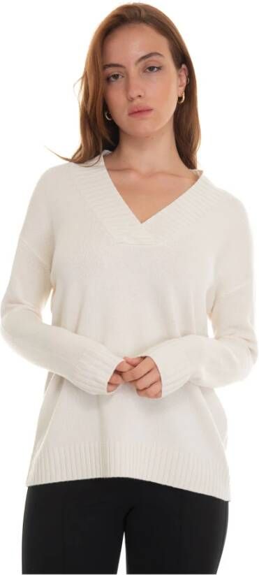 Pennyblack Comfortabele V-Hals Wollen Trui White Dames