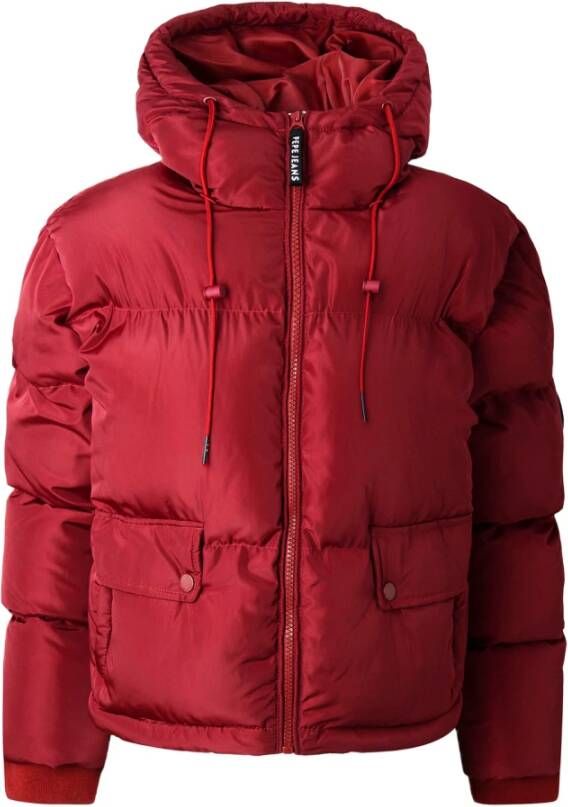 Pepe Jeans Bordeaux Hooded Zip-Up Jacket Red Dames