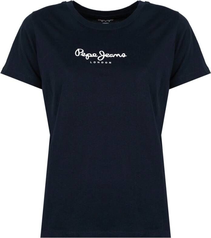 Pepe Jeans Eenvoudig Ronde Hals T-Shirt Blauw Dames