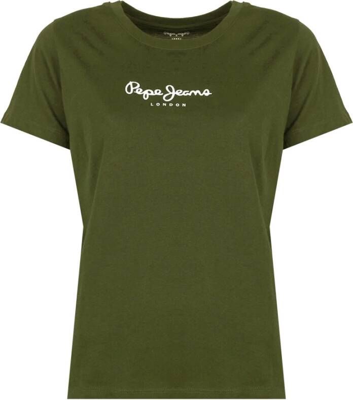 Pepe Jeans Eenvoudig Ronde Hals T-Shirt Groen Dames