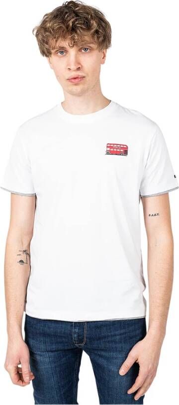 Pepe Jeans Eenvoudig Ronde Hals T-shirt met Decoratieve Print White Heren