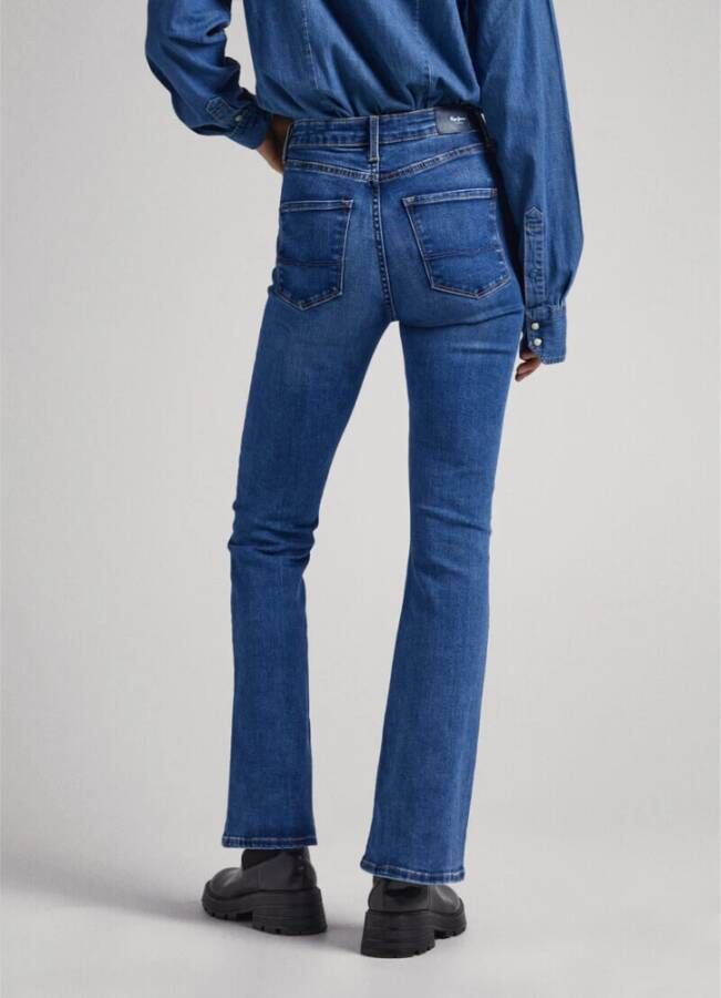Pepe Jeans Flare High Waist Jeans met Versleten Effect Blauw Dames