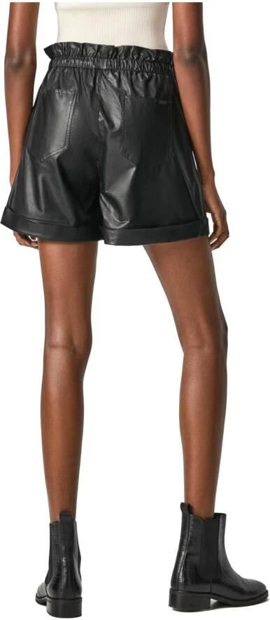 Pepe Jeans Jeanshotpants Becca van glanzende pu kwaliteit met rijgkoord en bindstrik - Foto 3