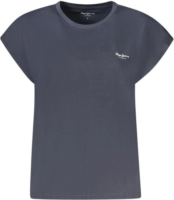 Pepe Jeans Blauw Chic Katoenen T-shirt met Ronde Hals Blue Dames
