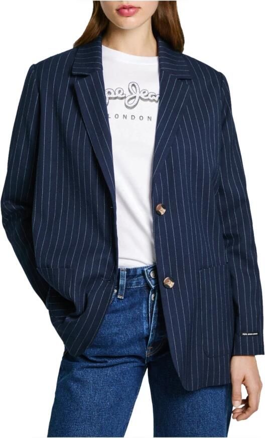 Pepe Jeans Blauwe Dori Dames Blazer Gestreept Blue Dames - Foto 4