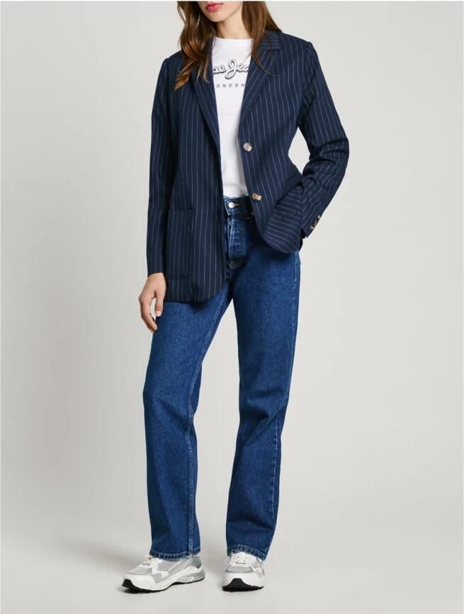 Pepe Jeans Blauwe Dori Dames Blazer Gestreept Blue Dames - Foto 3